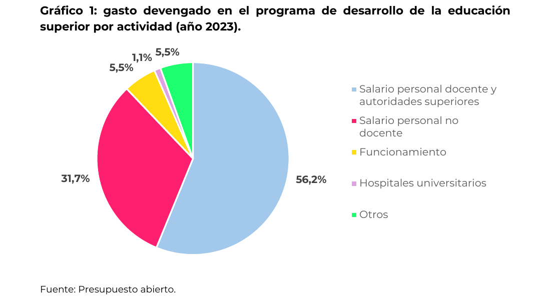 gasto devengado en el programa de desarrollo de la educación superior por actividad (año 2023)